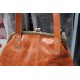 Maya Large Top Clip Tan Leather Handbag 